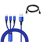 Câble en nylon USB multiple ZIZIS avec chargeur 3 en 1 + rallonge (3,2 m) - Câble de charge multi ...