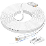 Câble Ethernet 15m, RJ45 Cat 6 Cable réseau, Cable Internet haut débit avec connecteur testeur rj45 pour modem routeur swtich, ...