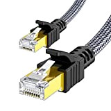 Câble Ethernet 5m, RJ45 Cat 7 Snowkids Câble Réseau 10Gbps 600MHz Haut Débit S/FTP Cable LAN Plat Nylon Câble S/FTP ...