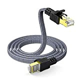 Câble Ethernet Cat 7, Snowkids Cable RJ45 Haut Débit 10Gbps 600MHz Cable Réseau Plat Nylon Câble Internet STP LAN Câble ...