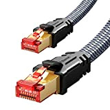 Câble Ethernet Cat 8, Snowkids RJ45 40Gbps 2000MHz Câble Réseau Nylon Tressé S/FTP LAN Câble Internet Compatible avec PS5 PS4 ...