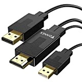 Câble HDMI vers DisplayPort, 2M Cable HDMI vers DP avec USB/Audio, 4K@60Hz Câble HDMI à Display Port Adaptateur, Actif Cordon ...