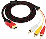 Câble HDMI vers RCA 1080P HDMI mâle vers 3RCA vidéo Audio AV Convertisseur Adaptateur Câble en nylon tressé pour HDTV ...