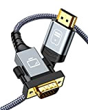 Câble HDMI vers VGA 3M, Snowkids Cable adaptateur HDMI VGA mâle [1080P Full HD, Plaqué Or,Tressé Nylon Durable]Active Video Converter ...