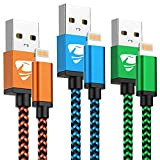 Câble iPhone 2M Lot de 3, Chargeur iPhone Certifié MFi Cable Lightning USB Cordon iPhone Nylon Fil Charge Rapide Ultra ...