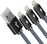 Câble iPhone Chargeur [2m/Lot de 3] Lightning USB Nylon Tressé cable Compatible avec iPhone 12 Pro Max 11 Pro XR ...