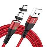 Câble Magnétique,JianHan 2m Micro USB & USB-C Câble de Charge Rapide Magnétique Tressé en Nylon avec DEL pour Périphérique Android ...