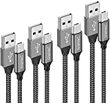 Câble Micro USB, [0.5m 1m 2m 3m/Lot de 4] Nylon Tressé Micro USB Cable Chargeur Charge Rapide et Synchro pour ...