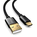 Câble Micro USB en Nylon Noir d'1 m, câble de Chargement USB à Micro USB, connecteurs dorés, élégantes fiches en ...
