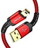 Câble mini USB JSAUX [2 pièces 1M+2M] Câble de charge USB 2.0 Mini B compatible avec manette PS3, Dash Cam, ...