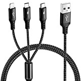 Câble Multi USB 3 en 1 Cord Universel 1.8M UZAHSK Multi USB Câble de Chargement en Nylon avec IP/Type C/Micro/Connecteur ...