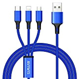 Câble Multi USB, AVIWIS 3 en 1 Multi Chargeur USB Câble en Nylon Tressé avec Micro USB Type C Connecteurs ...