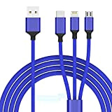 Câble Multi USB MTAKYI, Câble De Charge Universel En Nylon 3 en 1, iPhone, Micro USB, Type C, Pour Android ...