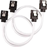 Câble SATA gainé CORSAIR Premium - SATA 6Gbps 30 cm, blanc