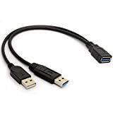 Câble USB 3.0 Câble double alimentation Y Adaptateur Type A Câble mâle vers femelle Code d'extension 30cm (transfert et recharge ...