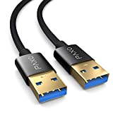 Câble USB 3.1 (USB 3.0) 0,3m Nylon mâle A vers mâle A, câble spécial, câble de Connexion USB Noir, fiche ...