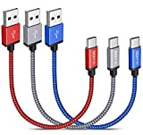 Cable USB C Court 30 cm Lot de 3, DDIYYI 3A Câble USB Type C Charge Rapide Nylon Tressé Cordon Chargeur pour Samsung ...
