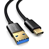 Câble USB C en Nylon 1m, USB 3.1 (USB 3.0), Noir, câble de Chargement USB A vers USB Type C, ...