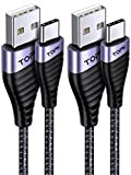 Câble USB C, TOPK [2M / Lot de 2] Câble USB Type C Charge Rapide 3A Nylon Tressé Compatible avec ...