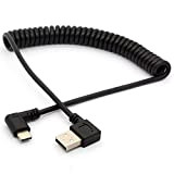 Câble USB de type C spirale, coudée à 90 degrés câble d'extension USB C vers USB A 2.0 USB C ...