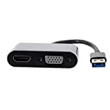 Cablecc Câble adaptateur USB 3.0 et 2.0 vers HDMI et VGA HDTV Carte graphique externe pour ordinateur portable Windows MacBook