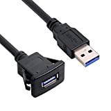 Cablecc Câble auxiliaire USB 3.0 étanche pour Tableau de Bord 1 m