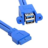 Cablecc Câble empilable USB 3.0 femelle vers carte mère à 20 broches double ports 50 cm