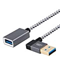 CableCreation Câble Rallonges USB 3.0, [Lot de 2] 30cm Cordon d’Extension USB 3.0 Mâle à Angle Droit vers Femelle, Compatible ...
