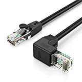 CableCreation CAT6 Câble Réseau Ethernet Coudé vers Le Haut avec Contacts Plaqués Or de 50U”, 1M / 3.3Pieds, Noir