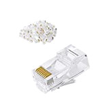 CableCreation Connecteur RJ45 Ethernet, Lot de 100 Fiche RJ45 Ethernet Réseau STP/FTP/UTP 8P8C pour Câble Solide et Câble Standard Cat ...