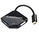 CableDeconn - Adaptateur multiport USB-C de type C 3.1 (compatible avec Thunderbolt 3) vers HDMI, DVI, VGA, 4K, avec câble ...