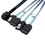 CableDeconn Câble interne HD Mini SAS (SFF-8643 hôte) vers 4 x SATA (cible), 1 m