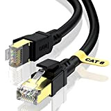 CABNEER CAT8 Câble Ethernet 10M avec 15 Clips NoirCat.8 Haut Débit Gigabit STP RJ45 LAN Câble Réseau Internet - Câble ...