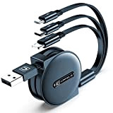 CAFELE Câble Multi USB Rétractable [2022 Amélioré] 3 en 1 Câble de Charge Rapide,1,2M Câble Chargeur Universel Multi Embout avec ...