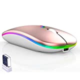 CAICOME Souris sans Fil, Ultra Mince Coloré LED Rechargeable Souris sans Fil pour Ordinateur Portable 2.4G PC avec Récepteur USB ...