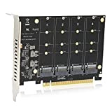 Carte Adaptateur 4 Ports M.2 NVMe SSD vers PCIE X16 M Key,Carte d'extension de Lecteur de Convertisseur de Disque Dur,PCIE ...