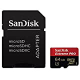 Carte Mémoire MicroSD SanDisk Extreme Pro 64 Go Classe 10 U3 avec Adaptateur (SDSDQXP-064G-G46A)