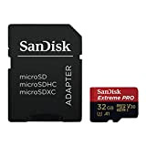 Carte Mémoire microSDHC SanDisk Extreme PRO 32 Go + Adaptateur SD jusqu'à 100 Mo/s, Classe 10, U3, V30, A1