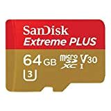 Carte Mémoire MicroSDXC SanDisk Extreme PLUS 64 Go + Adaptateur SD jusquà 100 Mo/s, Classe 10, U3, V30, A1 (Reconditionné)