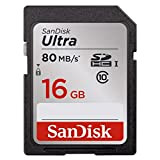 Carte Mémoire SDHC 16 Go SanDisk Ultra jusqu'à 80 Mo/s, Classe 10