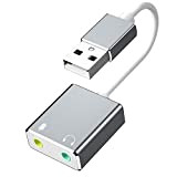 Carte Son Externe USB, Aluminium Adaptateur USB Audio Stéréo vers Jack 3,5mm Plug and Play pour PS4, Raspberry Pi, Windows, ...