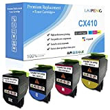 Cartouches de Toner Compatibles 4 Couleurs CX410 CX510 Haute Capacité 4000 Pages BK, 3000 Pages CMY pour Imprimantes Lexmark CX410de ...