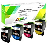 Cartouches de Toner Compatibles 4 Couleurs CX410 CX510 Haute Capacité 4000 Pages BK, 3000 Pages CMY pour Imprimantes Lexmark CX410de ...