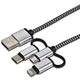 Cartrend 10407 Câble de Charge et de données 3 en 1 Lightning Micro Type C vers USB Extrêmement résistant grâce ...