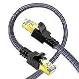 Cat7 Câble Ethernet 2m, Snowkids Haute Vitesse Réseau 10Gbit/s 600MHz Plat Tissage de Nylon Patch Câble STP Câble Ethernet RJ45 ...