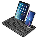 Clavier sans Fil avec 2 canaux Bluetooth, Azerty, Rechargeable pour Huawei MediaPad/Samsung Galaxy Tab/Ipad 10.2/Ipad Pro 11/12.9, Smartphone, Compatible PC, ...