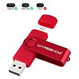 Clé USB 16Go USB 2.0 Wansenda OTG USB Flash Drive pour appareils Android/PC/Mac (16Go, Rouge)