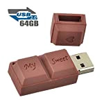 Clé USB 64Go Fantaisie Clef USB Chocolat 2.0 Flash Drive Stockage Mémoire Bon Cadeau