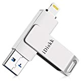 Clé USB iDiskk 128G Lightning pour iPhone, cle USB iphone certifiée MFi pour iPhone, clé USB de Stockage Externe pour ...