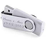 Clé USB personnalisée gravée. Clef USB Twister Blanche avec Gravure Texte de Votre Choix – Clé USB Personnalisable de 16Go
